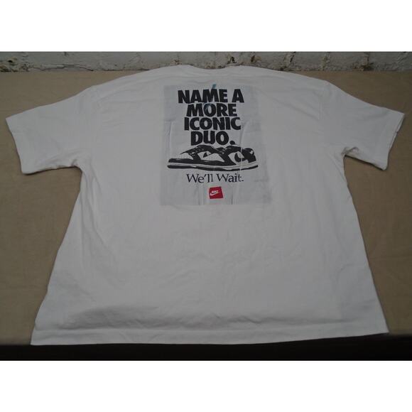 Nike Iconic Duo Graphic Tee Oversized Cotton White Graphic Dunks Large - Picture 1 of 13